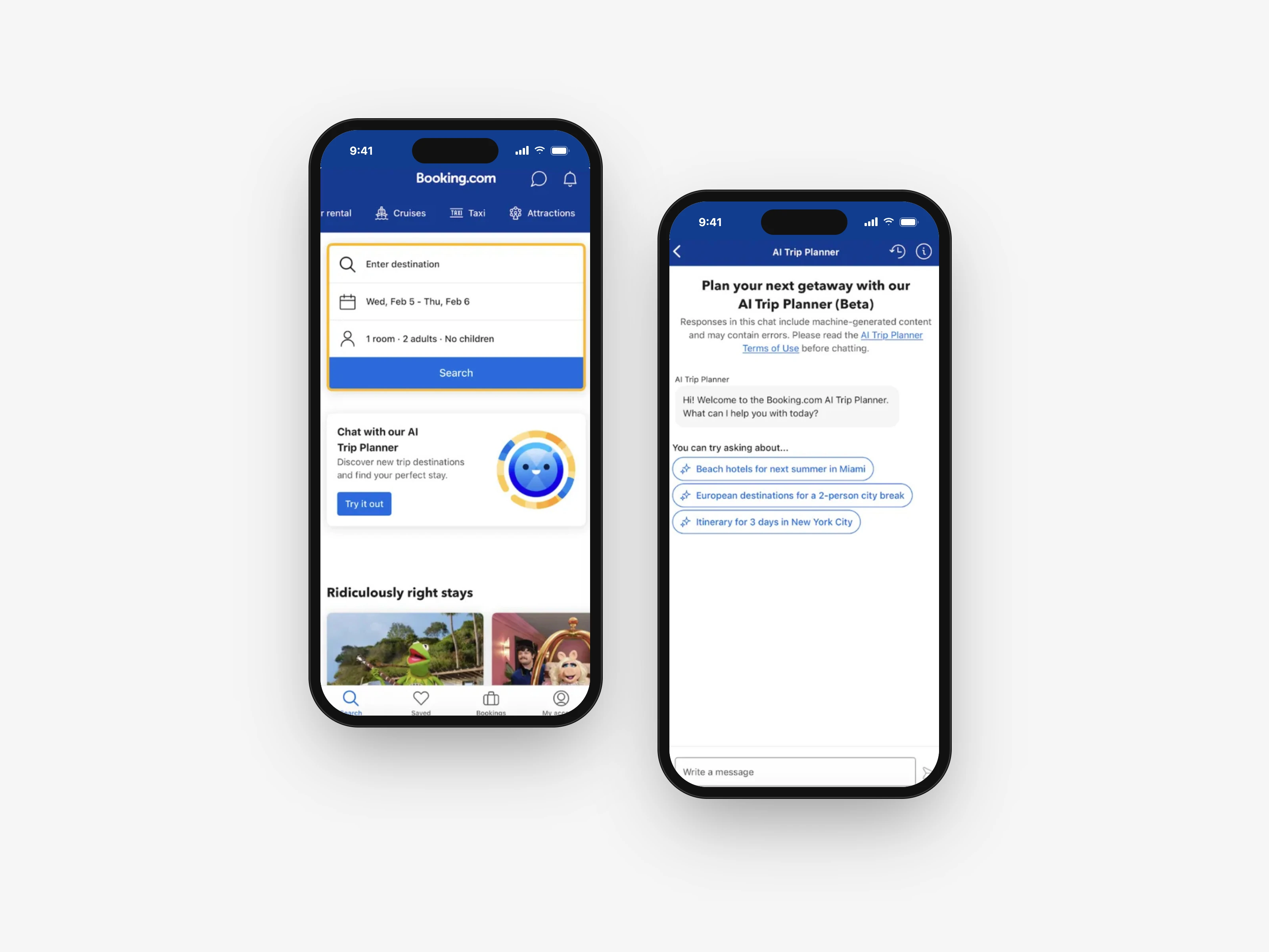 Booking.com AI Trip Planner on mobile