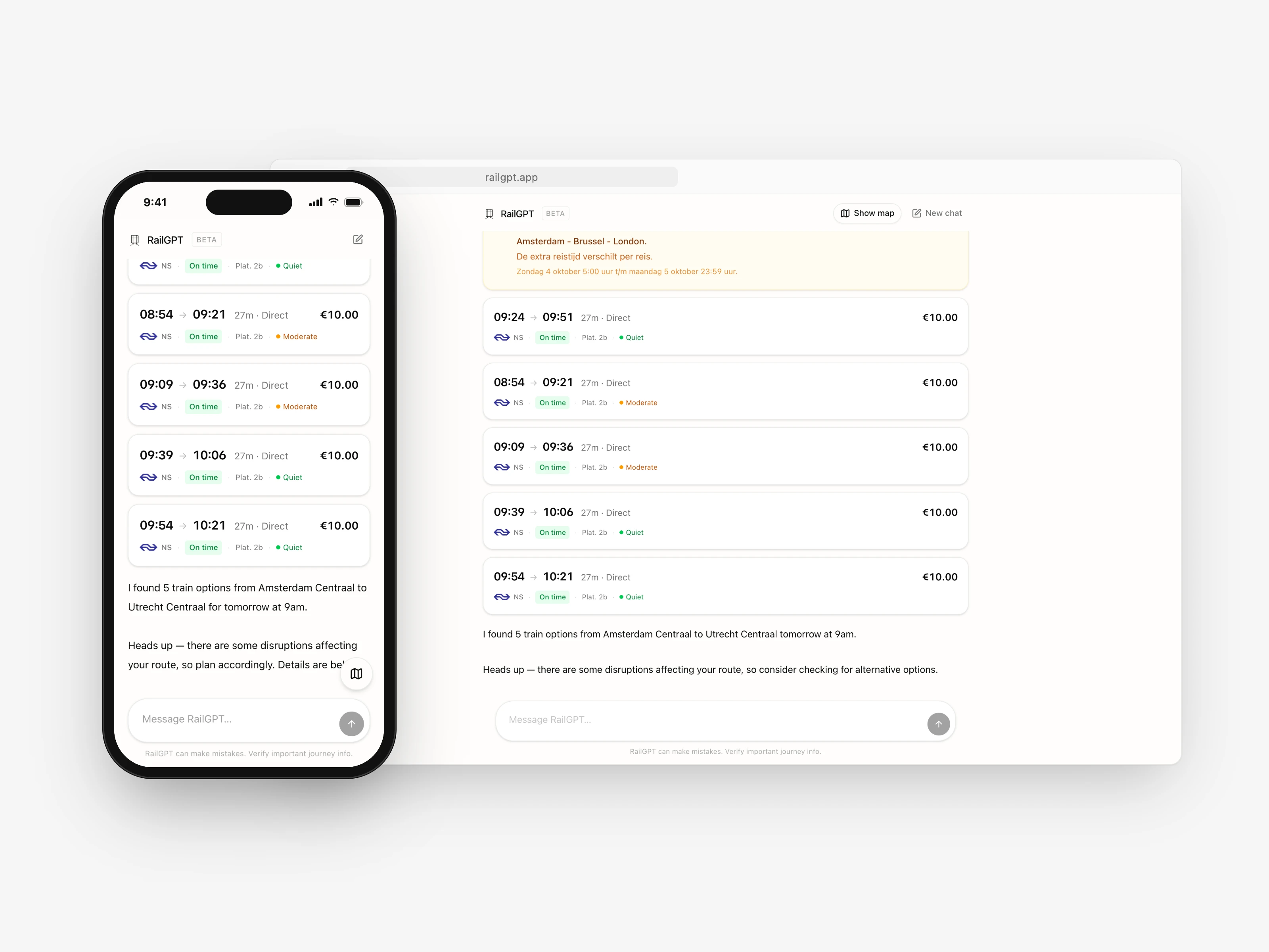 RailGPT conversational train planner